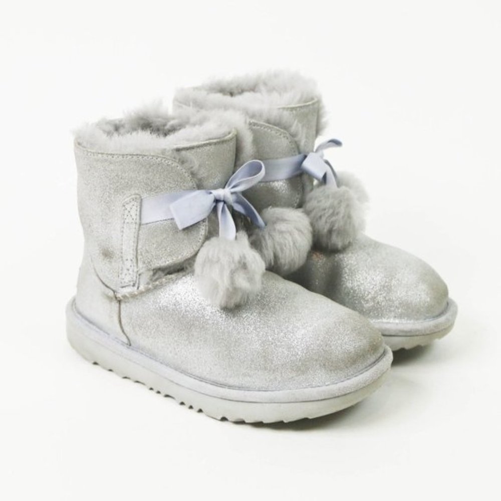 Ugg Australia Gita Metallic Pom Pom Boots Leather